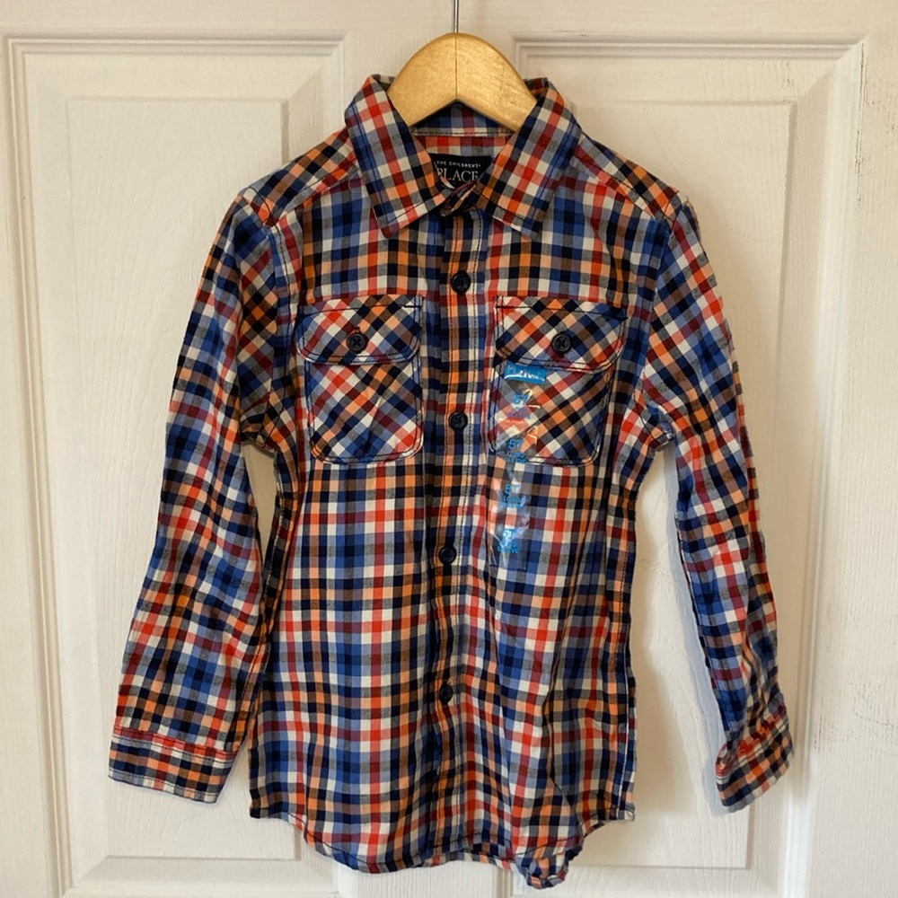 NWOT The Children's Place 5T Long Sleeve Plaid Button Down Shirt